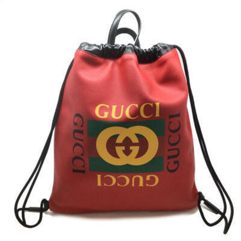 Gucci Red Backpack Leather Drawstring - image 3